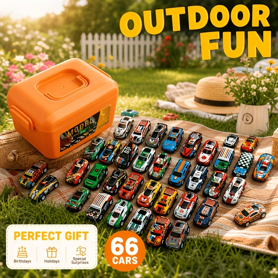 66-Set Toy Car Kits for Kids with Optional Storage Box – Educational DIY Mini Vehicle Playset, Fun Festival & Birthday Gift for Children, Boys and Girls