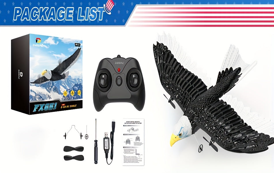 RC Eagle Plane RTF Remote Control Flying Bird 2.4GHz 2CH 6-Axis Gyro Stabilizer 2 Batteries 22 Min Flight Time Easy to Fly for Beginners Kids Adults Gift