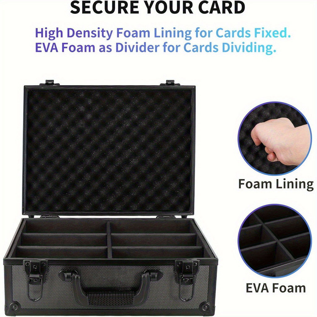 Trading Card Top Loader Storage Box Holds 600+ Cards 3"x4" 35pt Rigid Card Case Organizer with Lock for Sports Cards Pokemon MTG