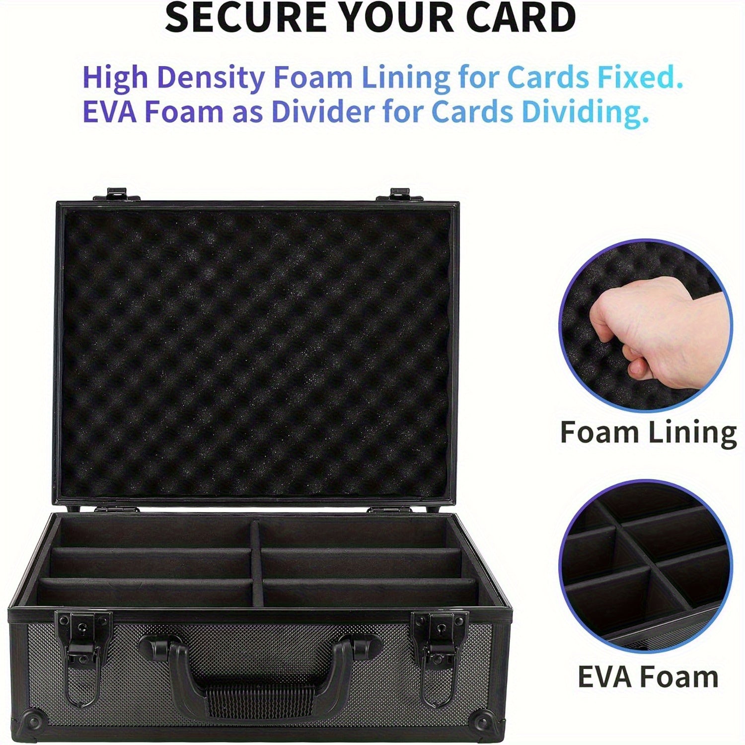 Trading Card Top Loader Storage Box Holds 600+ Cards 3"x4" 35pt Rigid Card Case Organizer with Lock for Sports Cards Pokemon MTG