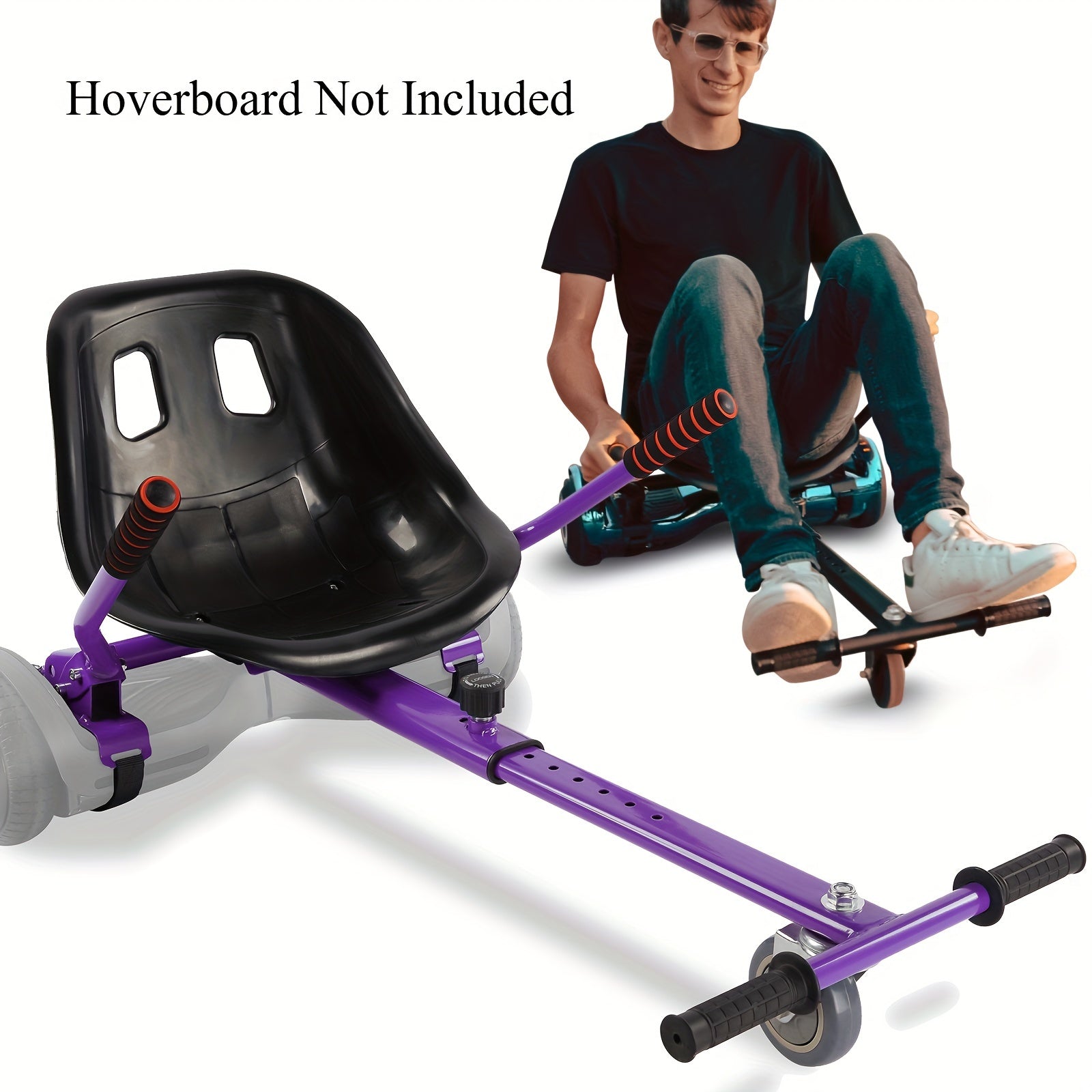 Hoverboard Go Kart Attachment for 6.5"-10" Hoverboards – Kids Hover Cart Seat Conversion Kit with Off-Road Tires, Shock Absorber & 360° Steering – Birthday Christmas Gift (Hoverboard Not Included)