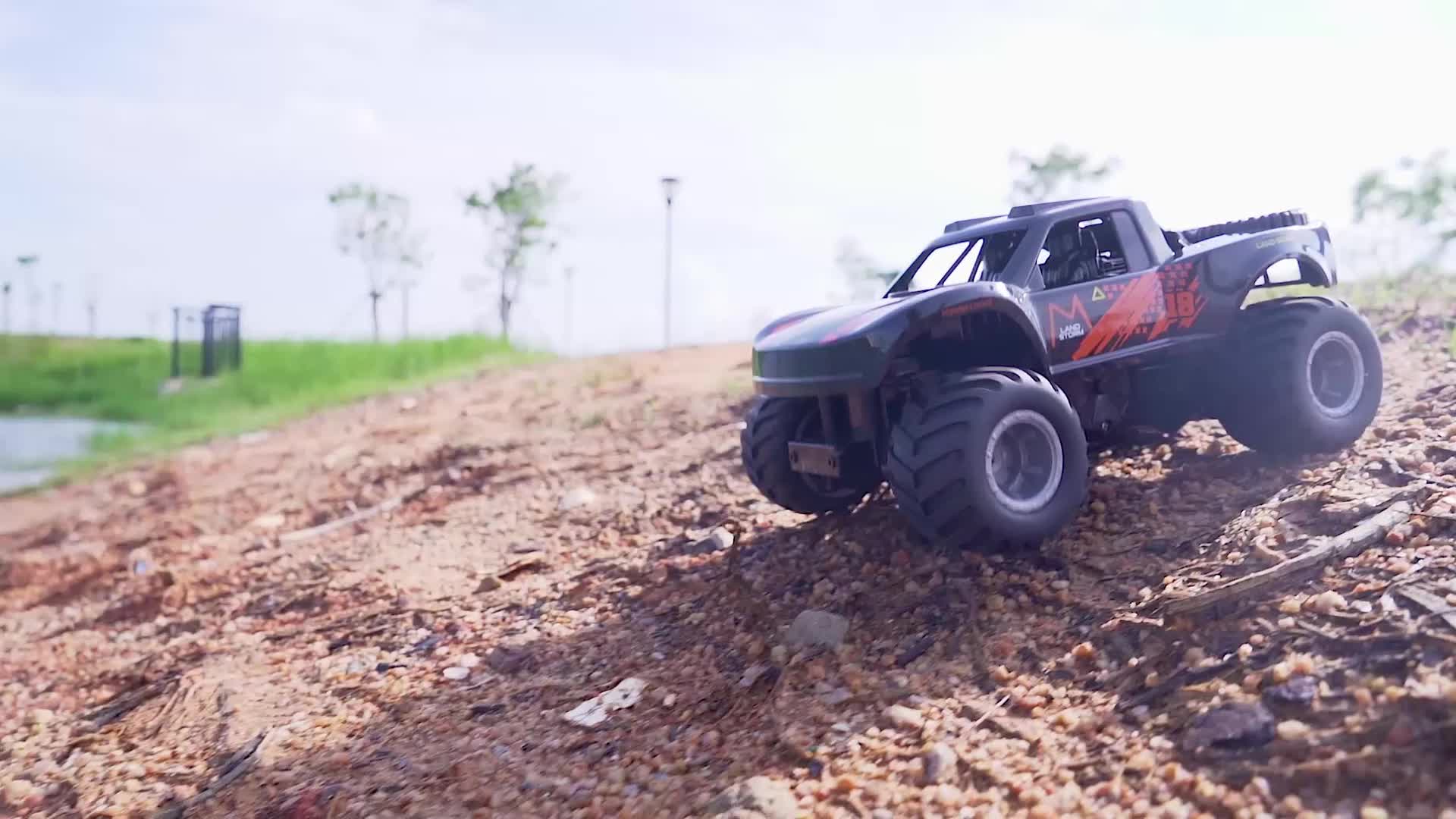 Amphibious RC Monster Truck 1:16 Scale 4WD Waterproof - 2 Rechargeable Batteries, All Terrain Off-Road RC Car for Kids Boys Ages 4-7, Birthday Gift