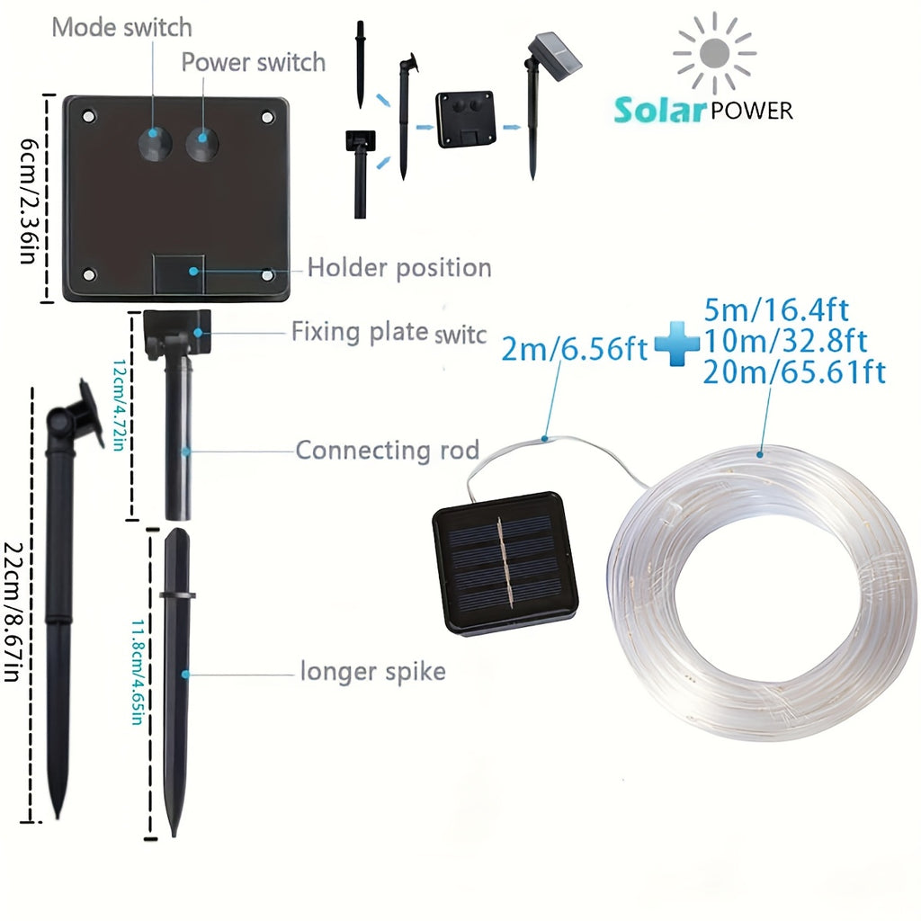 Solar Trampoline Lights IP65 Waterproof 8 Dynamic Modes - Outdoor LED String Lights for 8-16ft Trampolines Solar Powered Warm White Multicolor Kids Backyard Night Play Accessory