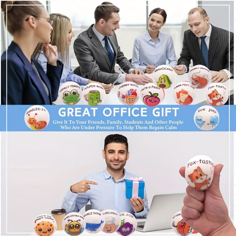 Stress Balls Bulk 24 Pack Motivational Animal Squeeze Toys – Inspirational Quote Soft TPU Sensory Balls for Classroom Office Party Favors Team Building Gifts