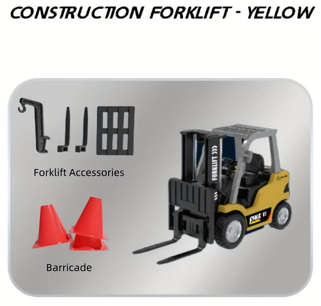1/64 Scale Mini Alloy Forklift Truck with Flatbed – USB Rechargeable Die-Cast Metal Toy Truck for Boys & Girls, Multi-Functional Monster Truck, Collectible Display & Outdoor Play