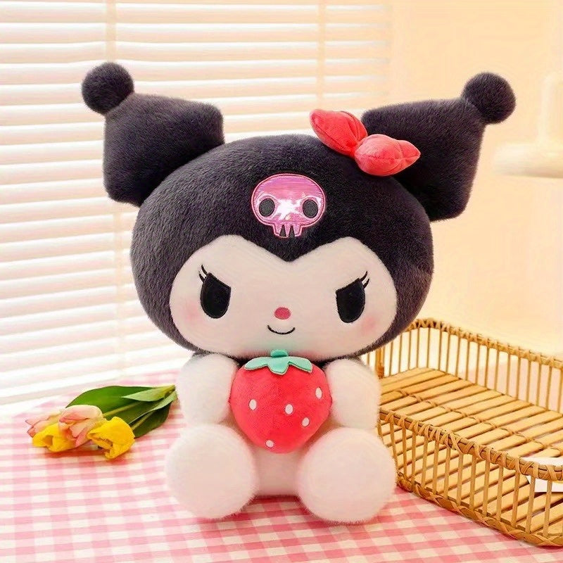 My Melody Sanrio Plush Toy 9.84 Inch – Sitting Strawberry Kuromi Melody Stuffed Animal Doll, Kawaii Sanrio Gift for Girls Girlfriend Birthday Holiday Room Decor