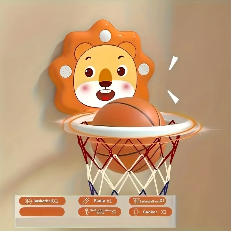 Kids Basketball Hoop Wall Mounted Indoor – Cartoon Lion Game Set with Ball & Pump for Playroom Bedroom, Fun Sports Toy Gift for Boys Girls Toddlers Ages 3+