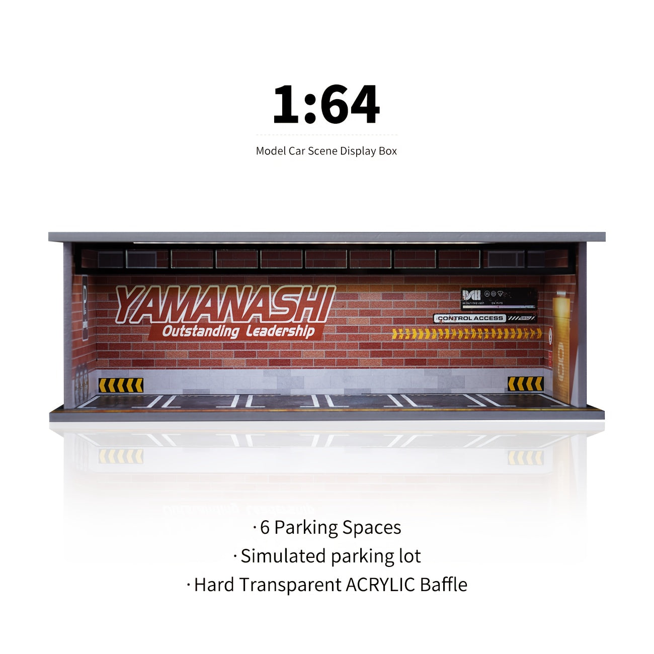Diecast Display Case 1/64 Scale with LED Light & Acrylic Cover, 6-Space Parking Garage Diorama for Die-Cast Model Cars, Collector Showcase Gift for Car Enthusiasts