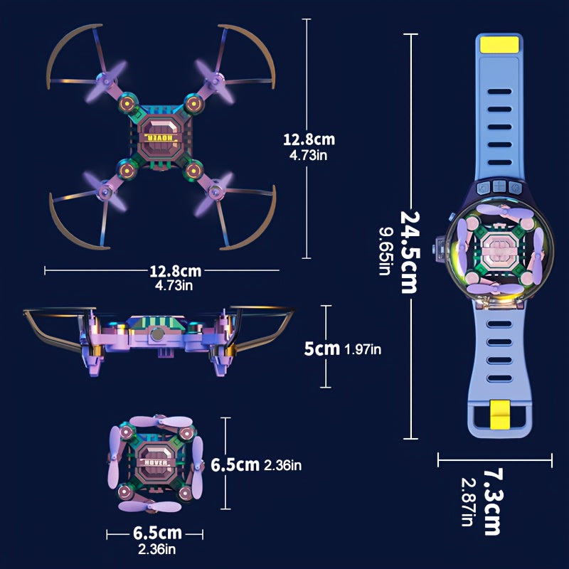 Mini Quadcopter Drone for Kids Beginners 2 Rechargeable Batteries Hovering Watch Storage Remote Control Indoor Outdoor Aircraft Christmas Halloween Gift Boys Girls