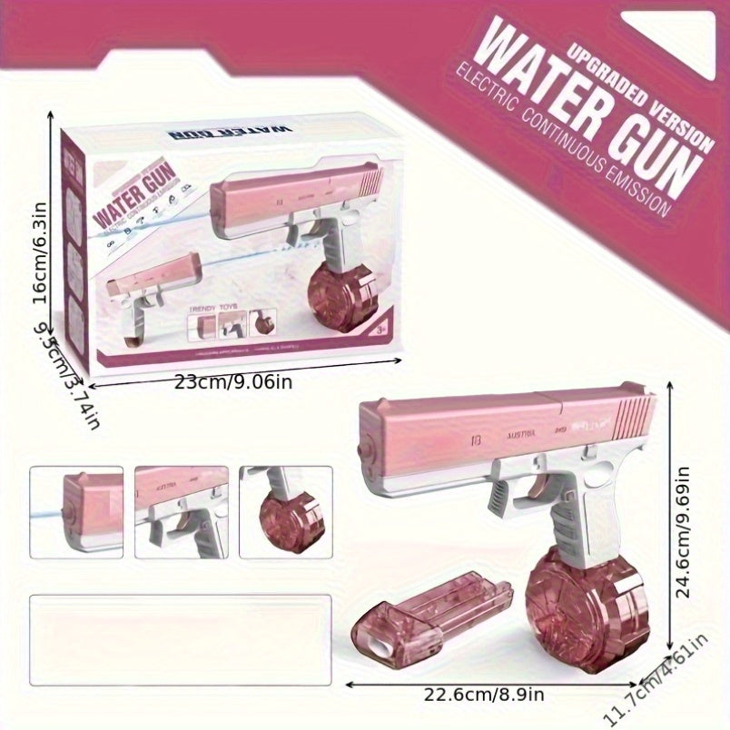 High-Capacity Automatic Water Gun Dual Magazine Long Range Soaker Blaster Ergonomic Grip Kids Summer Pool Outdoor Toy for Boys Girls Birthday Gift Pink Blue