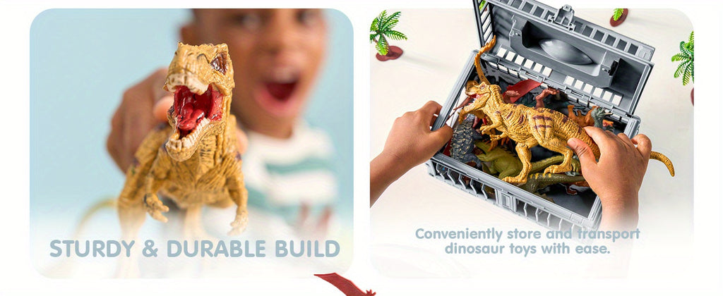 Dinosaur Toys for Kids 19pcs Playset – Realistic Figures with Activity Play Mat & Storage Cage for Boys Girls Ages 3+ Birthday Christmas Gift
