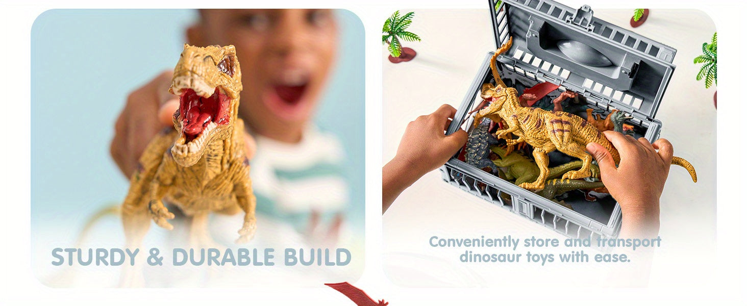Dinosaur Toys for Kids 19pcs Playset – Realistic Figures with Activity Play Mat & Storage Cage for Boys Girls Ages 3+ Birthday Christmas Gift