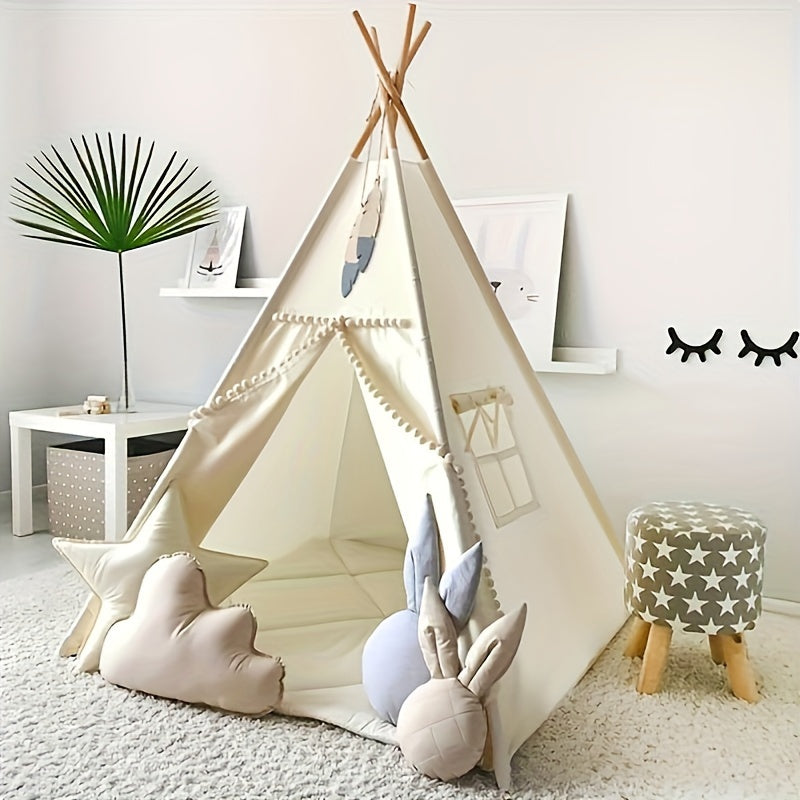 Nordic Style Kids Play Tent Conical Teepee – Indoor Playhouse for Boys & Girls Imaginative Play Bedroom Decor Gift (No Floor Mat)
