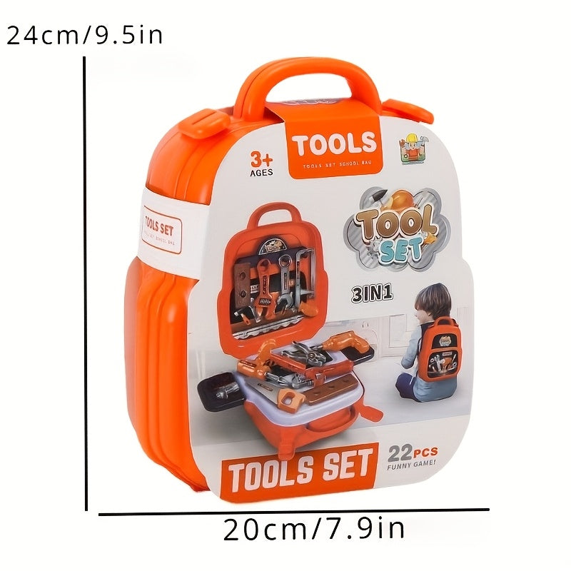 Kids Toy Tool Backpack Set 22pcs Pretend Home Repair Tools for Boys – Construction Worker Role Play Toolkit with Backpack Birthday Halloween Christmas Gift for Toddlers