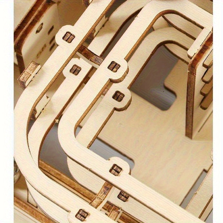 3D Wooden Ball Track Puzzle for Adults STEM Project, High-Difficulty Wood Building Model with 2 Expansion Sets, Home Decoration Holiday Birthday Gift for Men & Women