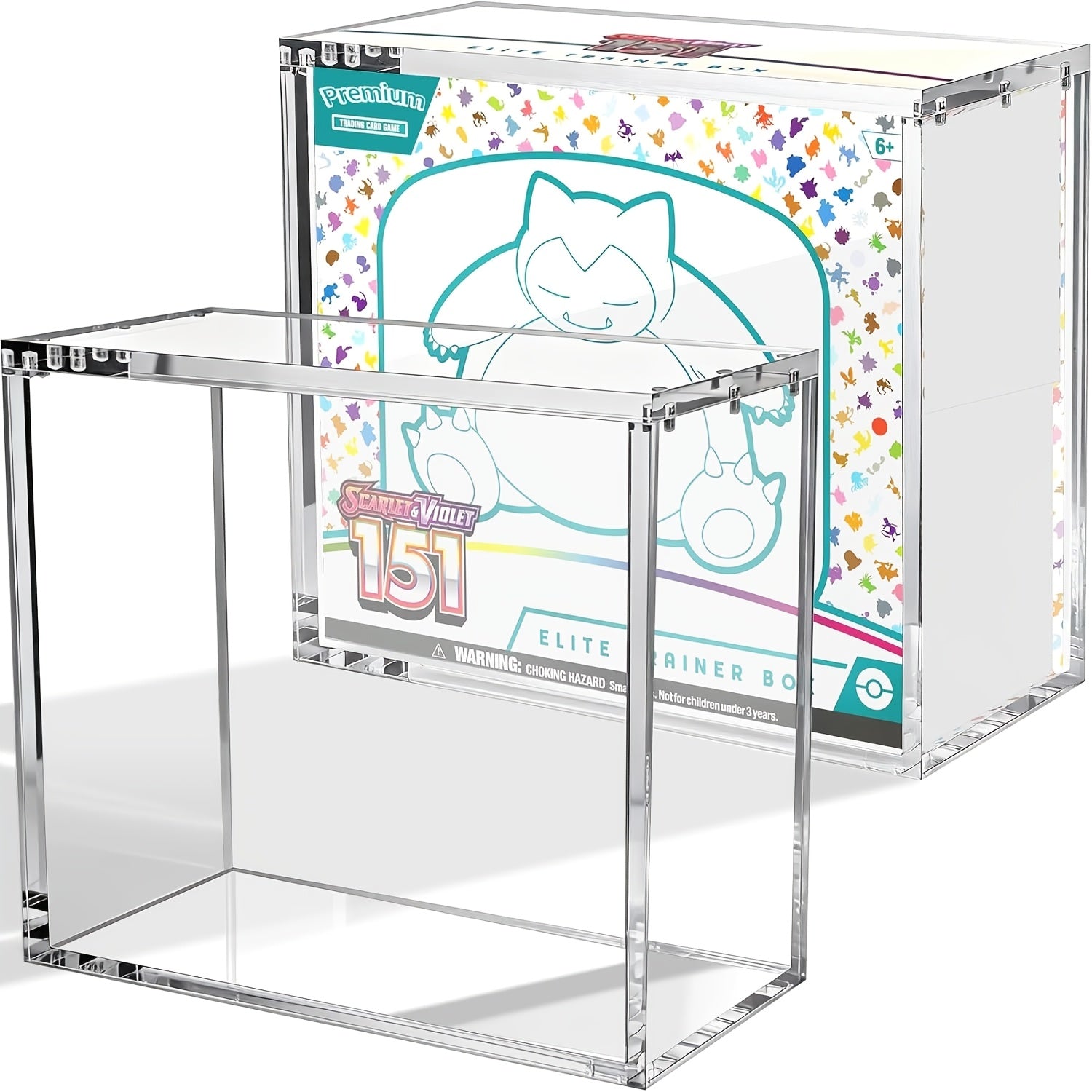 ETB Acrylic Display Case 99% UV Block Magnetic Lid Stackable Clear Pokemon Elite Trainer Box Protector for Collectors UV Resistant (ETB Not Included)