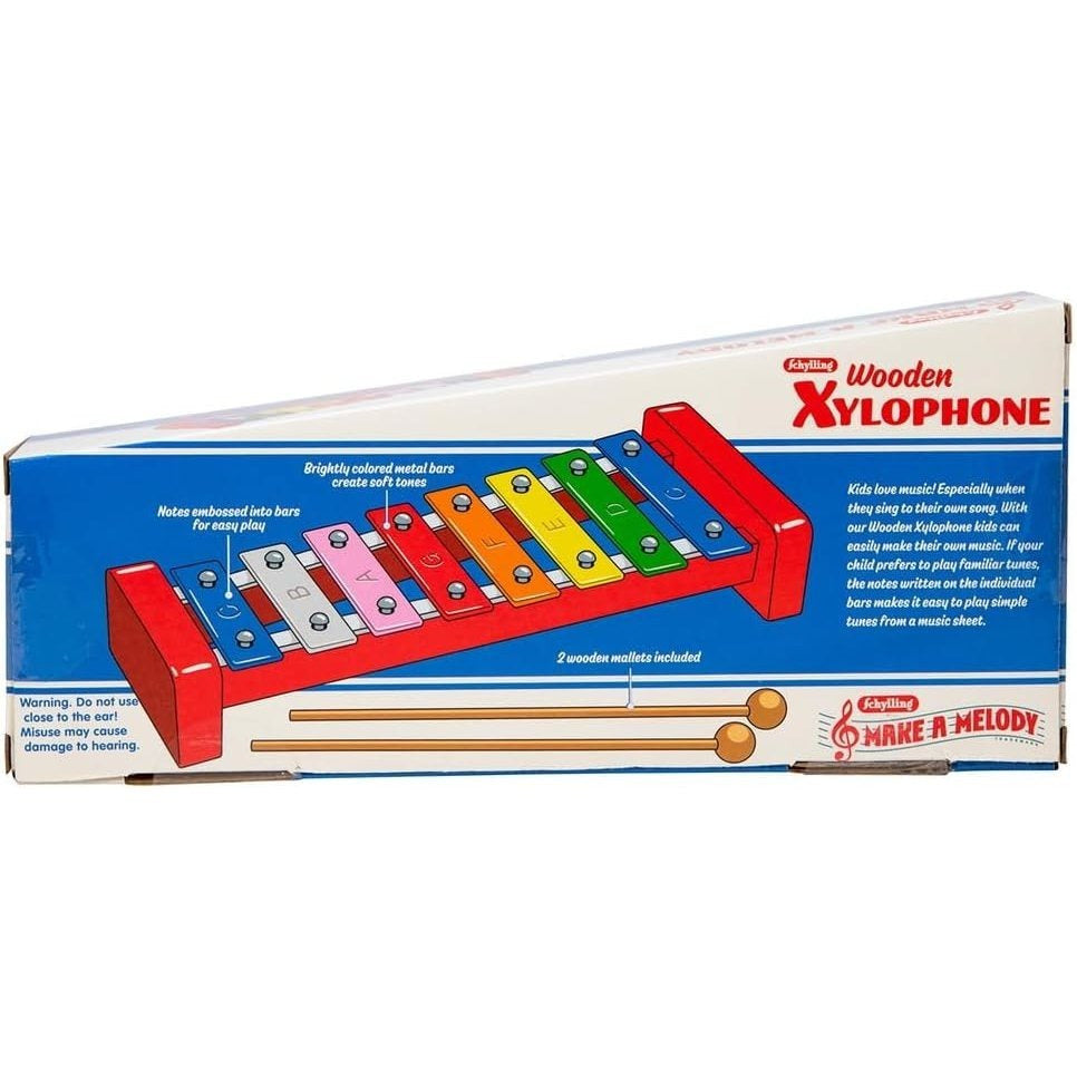 Wooden Xylophone for Kids - 8 Colorful Metal Keys with Musical Notes, 2 Mallets Included, Toddler Musical Instrument Toy Ages 3+, Birthday Gift for Boys & Girls