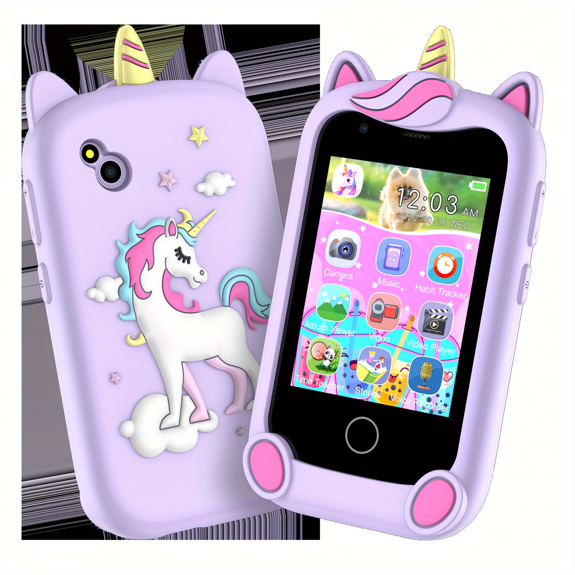 Kids Smartphone Toy with Puzzle Games Storybooks Video Recording Camera Music Player Painting Flashlight Alarm Clock USB Rechargeable – Gift for Girls Boys Toddlers