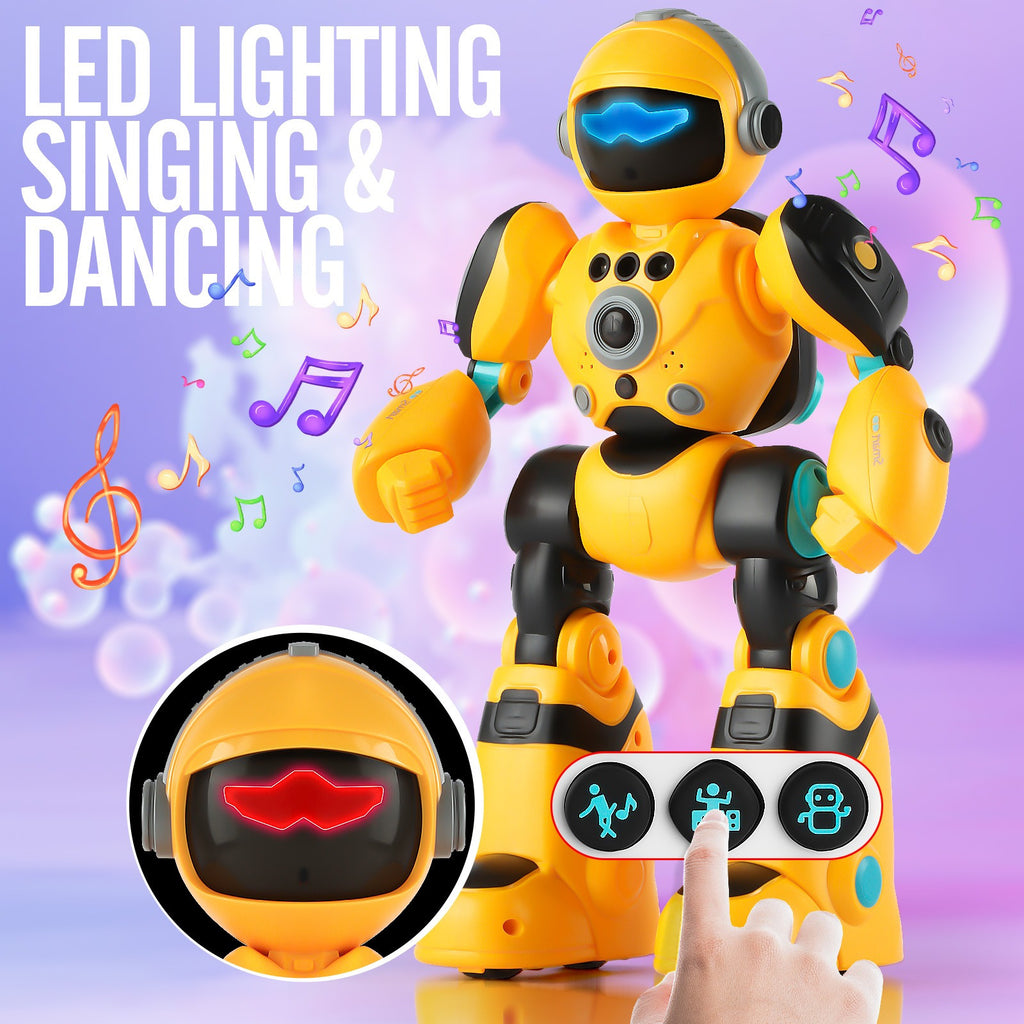 Gesture Control RC Robot Toy Voice Recording Programming EMO Mode LED Interactive Intelligent Robot Kids Boys Girls Birthday Christmas Gift Green Blue Pink Yellow