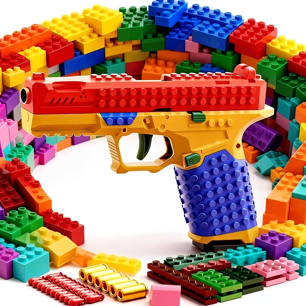 Soft Bullet Toy Gun Pistol with Ejecting Shells Semi-Auto Rapid Fire Foam Blaster 40 Bullets Indoor Outdoor Shooting Game for Boys Ages 6 Plus - Gift