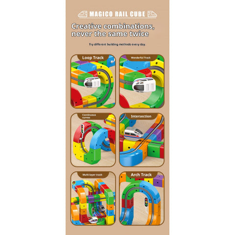 3D Gravity Magic Track Train Set DIY Deformable Racing Track STEM Building Toy with Blocks Traffic Lights for Kids Ages 3 4 5 Indoor Outdoor Birthday Gift