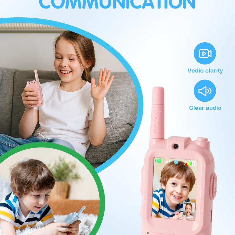 Video Walkie Talkies for Kids with Camera, 2-Pack Two-Way Communication Toys for Ages 3-12, Indoor Games, Camping and Adventure Gifts