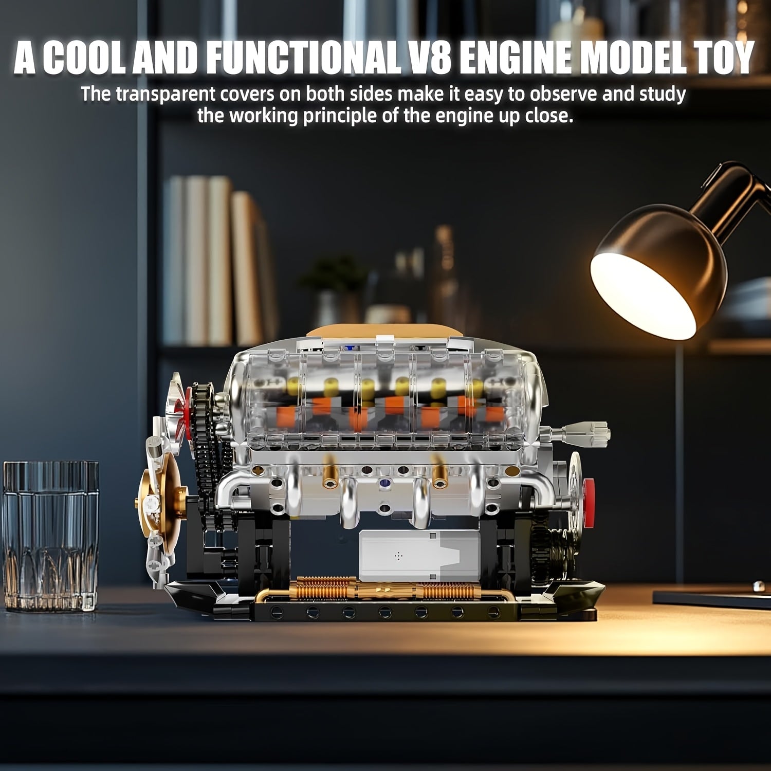 V8 Engine Building Kit 692 Pieces, Build Your Own Mini Supercar V8 Engine Model with Bidirectional Motor, Advanced STEM Mechanical Puzzle Display for Adults Teens, Birthday Christmas Gift Car Enthusiasts