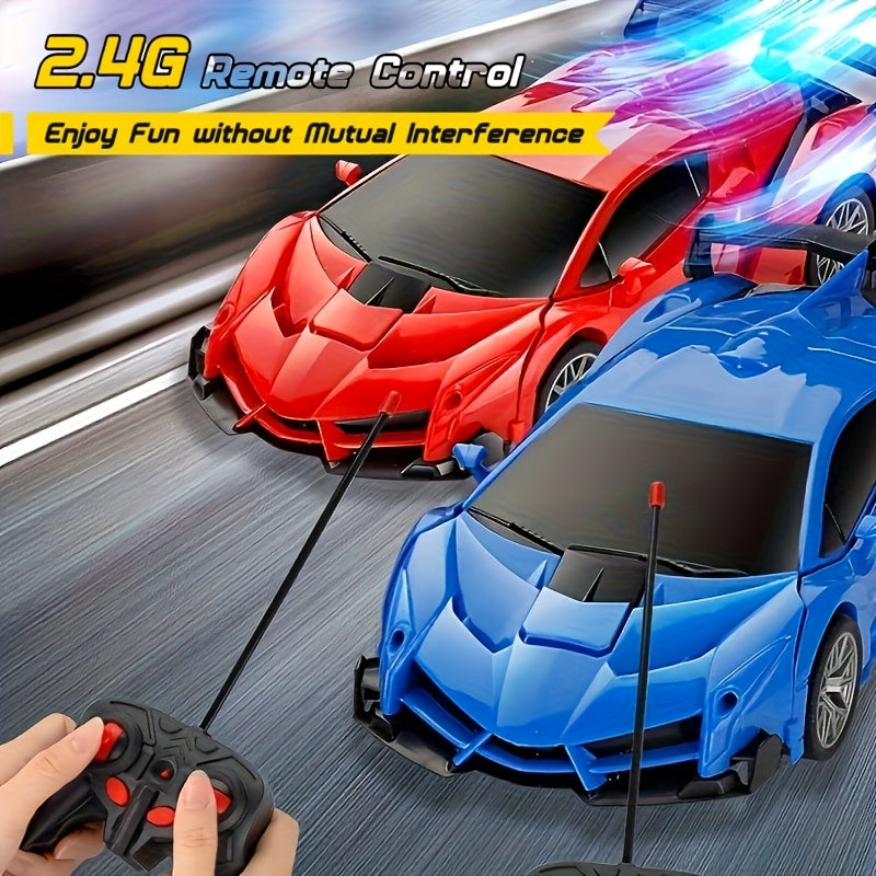 Transform Robot RC Car 1:18 Scale One-Click Car to Robot 2.4GHz 360 Drift LED Light 45M Range Non-Toxic ABS Kids Boys Ages 3+ Birthday Christmas Gift
