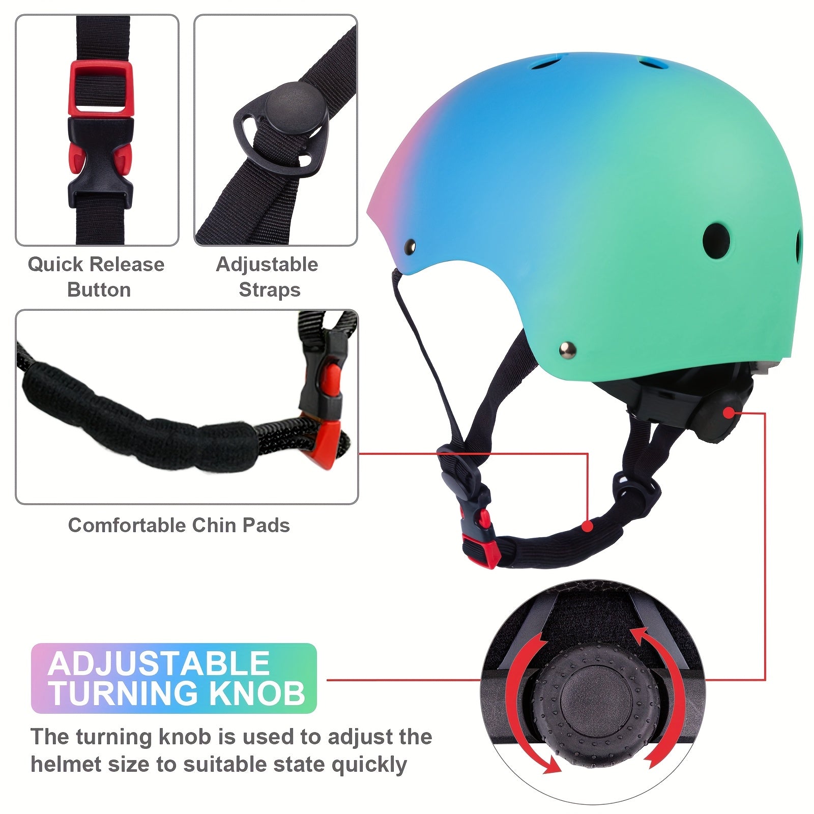 Kids Bike Helmet with Knee and Elbow Pads Set Ages 5+ - Lightweight Protective Safety Gear for Boys Girls, Complete Protection Kit for Cycling Skating Skateboarding Scooting, Birthday Gift