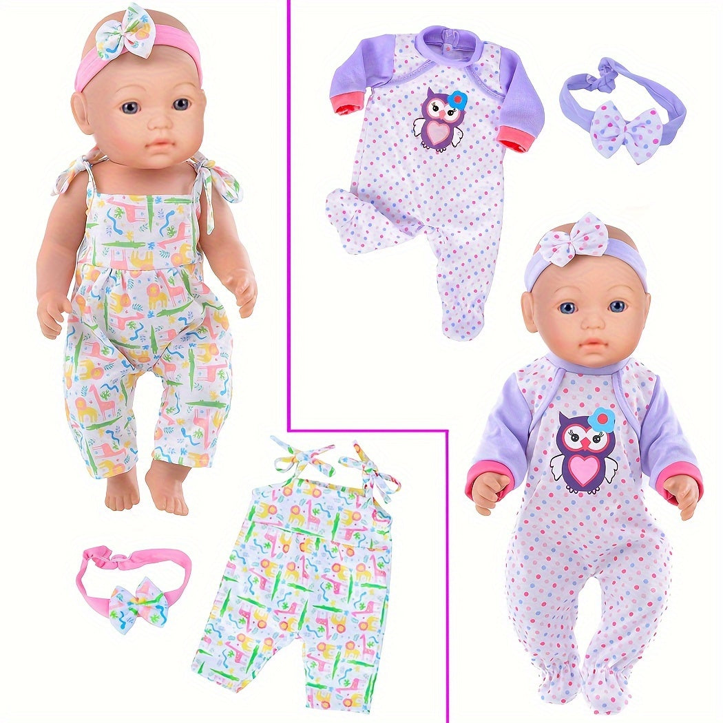 10 Sets Baby Doll Clothes for 14-16 Inch & 43cm Newborn Reborn Dolls – Soft Safe Rompers & Outfits, Easy On/Off, Complete Doll Wardrobe Gift for Kids Ages 3-12, No Doll Included