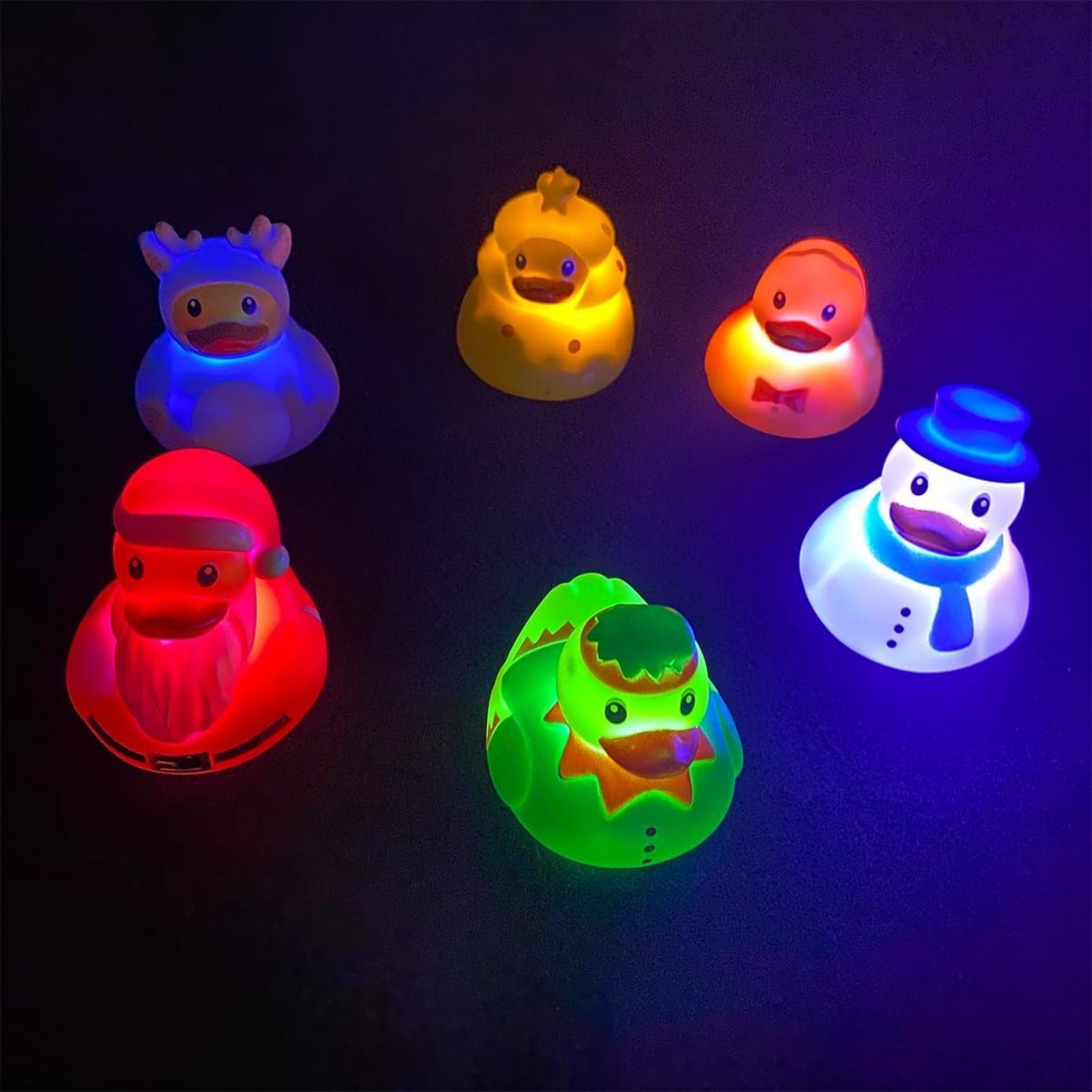 Light Up Duck Bath Toys for Toddlers - Flashing LED Rubber Ducks for Baby Bath Time, Pool & Water Play, Fun Birthday Christmas Halloween Gift for Boys Girls Ages 1-5, Random Colors, 4-Pack