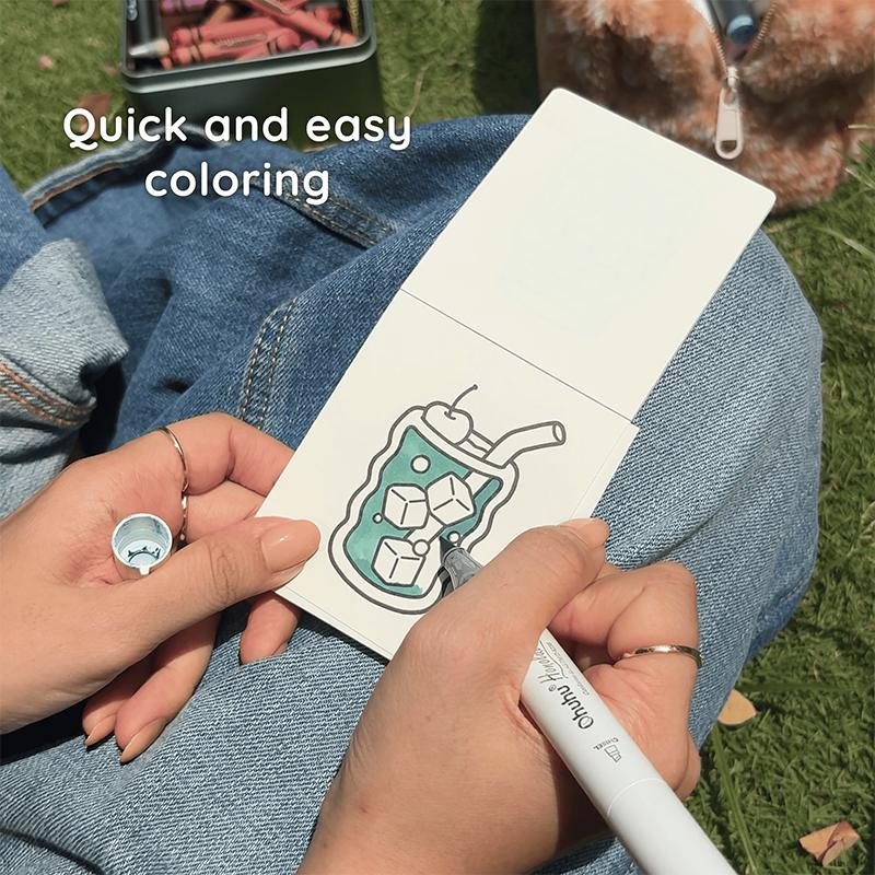 Mini Coloring Books for Adults, Coco Wyo Set of 2 with Stress Relief & Food and Drink Themes, 3 x 3.5 Inch Pocket Travel Art Gift