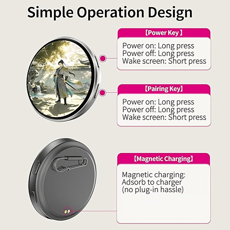 Electronic LED Display Badge with Bluetooth 6.0 & Dynamic Touch – 600mAh Anime Digital Brooch for Cosplay, Concerts & Events