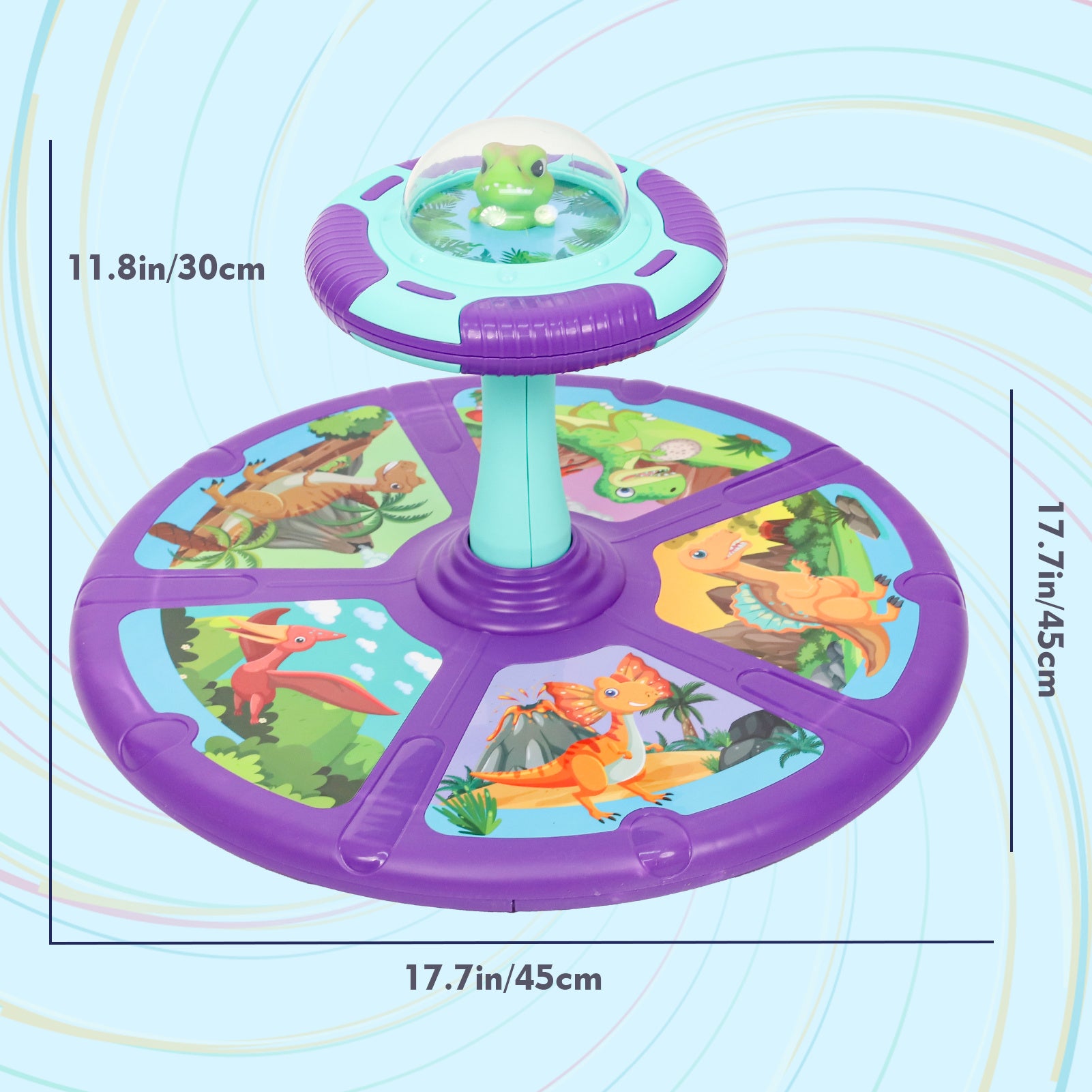 Dinosaur Sit and Spin Toy for Toddlers 18M+ – 360° Spin Seat with Music, Indoor Interactive Sensory Toy, Supports Balance & Motor Skills, Birthday Gift for Boys Girls, Planet & Pink