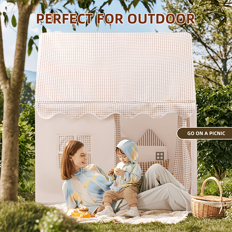 Kids Playhouse Cottage Indoor Outdoor Play House for Toddlers Boys Girls Ages 2-8 - Square Pretend Play Tent, Bright Yellow Imaginative Play Structure, Fun Birthday Holiday Gift