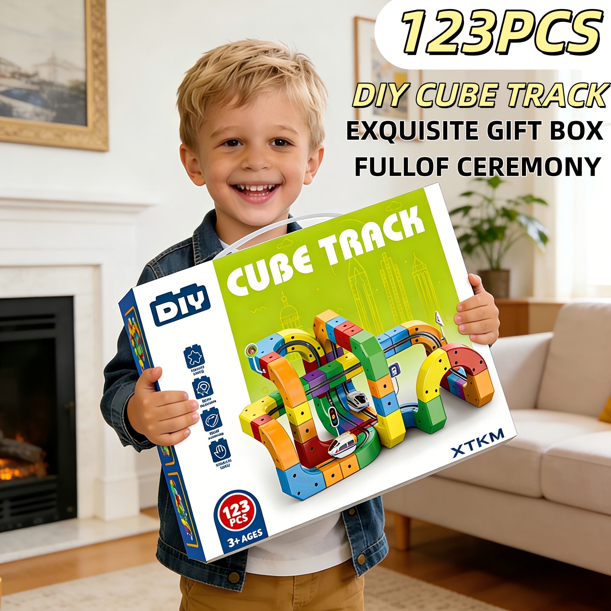 3D Gravity Magic Track Train Set DIY Deformable Racing Track STEM Building Toy with Blocks Traffic Lights for Kids Ages 3 4 5 Indoor Outdoor Birthday Gift