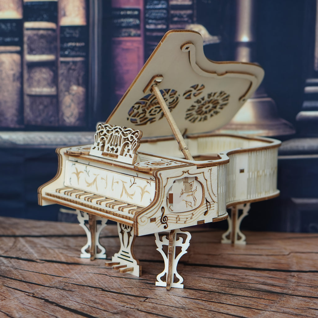 3D Wooden Piano Puzzle Model Kit – DIY Hand-Assembly Musical Instrument Replica, Laser-Cut Plywood Craft Kit, Unique Gift for Music Lovers, Adults & Teens