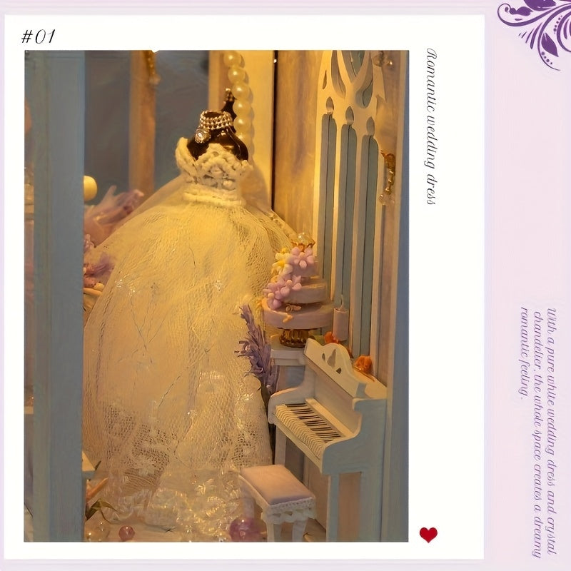 Wedding Dress Shop Miniature Dollhouse DIY Kit – Build Your Own Bridal Boutique with Furniture & Home Decor, Creative Craft Building Set for Teens Adults Ages 14+ Birthday Valentine Gift