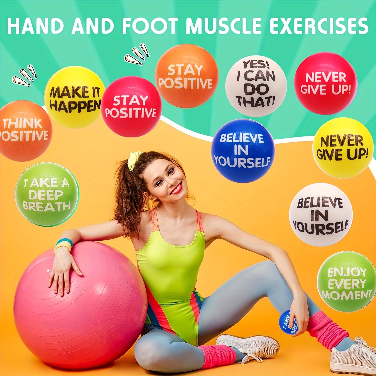 Stress Relief Squeeze Balls 30 Pack 2.48 Inch Inspirational Slogan Sponge Foam – Bulk Hand Fitness Balls for Classroom Rewards, Office Team Building & Party Favors