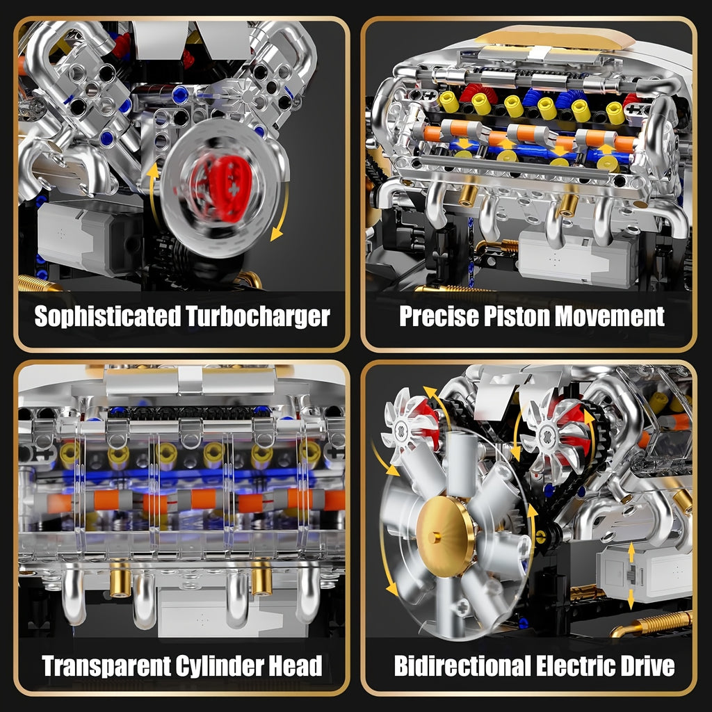 V8 Engine Building Kit 692 Pieces, Build Your Own Mini Supercar V8 Engine Model with Bidirectional Motor, Advanced STEM Mechanical Puzzle Display for Adults Teens, Birthday Christmas Gift Car Enthusiasts