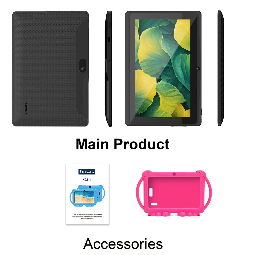Kids Tablet 7-Inch Android 12 4GB RAM 32GB ROM Dual Cameras Eye Protection Display Parental Control 2.4G WiFi Shock Resistant Case – Gift for Children Boys Girls
