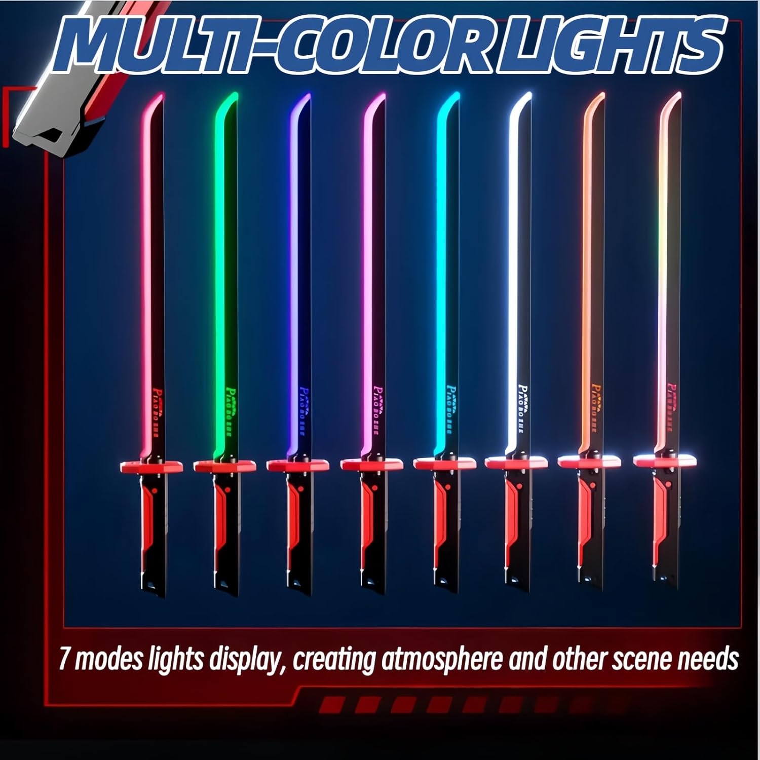 Cyberpunk Neon Sword 31.5" with Hit Sensor, Spark Blade, Fog & Sound Effects – Type-C Rechargeable LED Cosplay Prop for Rave, LARP, Halloween & Display, Ages 16+