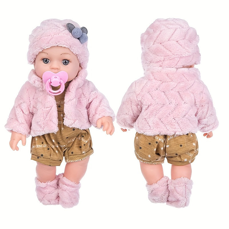 Reborn Baby Doll 12 Inch with Pink Plush Outfit Hat Socks & Pacifier – Lifelike Newborn Girl Doll for Kids Ages 3+ Birthday Christmas Holiday Gift