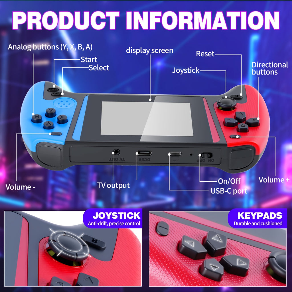 Handheld Game Console 3.5-Inch Screen Classic Mini Retro Gaming System – Single & Dual Player, Built-In Games, Portable Arcade Gift for Kids Boys Girls Adults