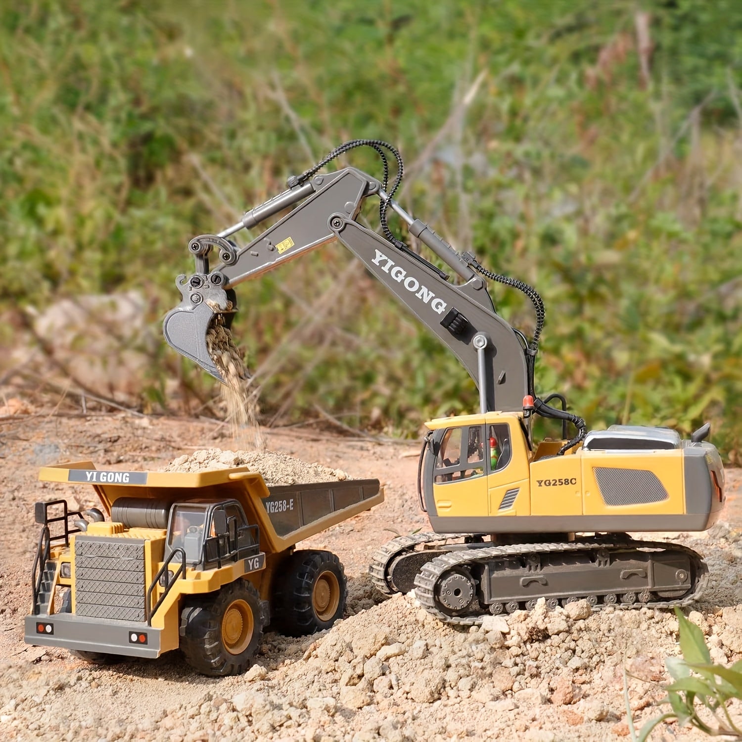 RC Construction Vehicle Set Excavator Dump Truck Bulldozer Loader 2.4GHz 12CH Alloy Plastic Kids Boys Ages 6+ Birthday Christmas Gift 2-in-1 3-in-1 4-in-1