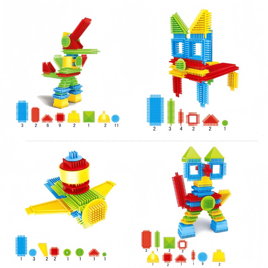 Bristle Blocks 150pcs Hedgehog Building Set for Toddlers Preschool Kids Ages 3 Plus - Soft Interlocking Tiles STEM Educational Toy - Birthday Christmas Gift