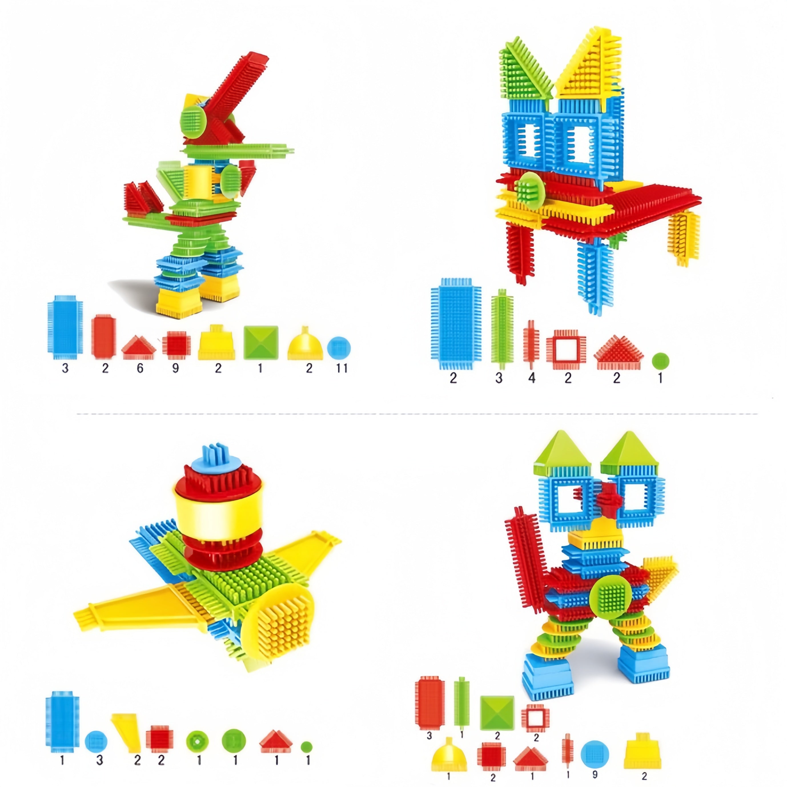 150pcs Hedgehog Interlocking Soft Bristle Building Blocks Set - Educational STEM Toy for Preschoolers, Toddler Learning Gift for Birthdays & Holidays