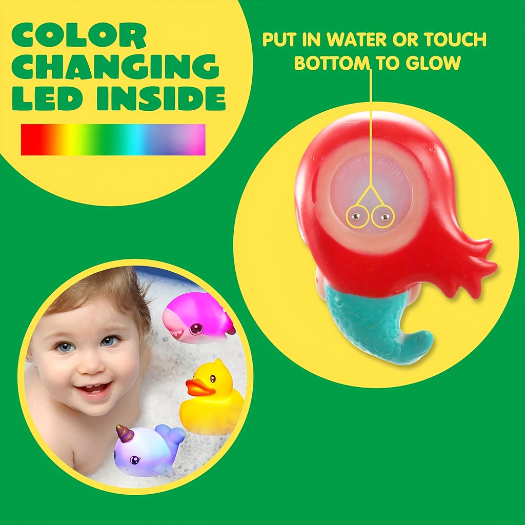Light Up Bath Toys for Toddlers – LED Flashing Colorful Mermaid Bathtub Floating Toy, Baby Bathtime Gift for Infant Kids Boy Girl, Swimming Pool Party, 2/8/12 Pack Random Colors