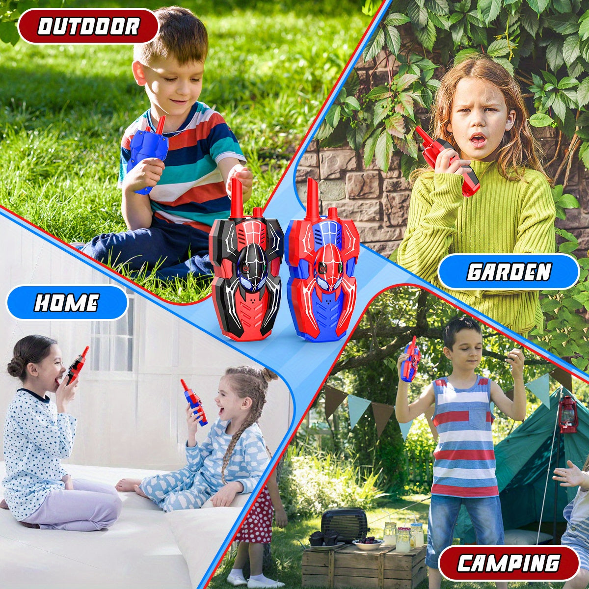 Kids Walkie Talkies 2-Pack Spider 2-Way Radio Toy for Boys Girls Ages 3-12 – Birthday Christmas Halloween Easter Back-to-School Gift