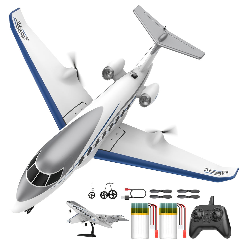 G650 RC Plane Private Jet – 3-Channel 2.4GHz 6-Axis Gyro Stabilized Glider with 20-Min Flight Time, EPP Foam, Display Stand for Beginners & Adults